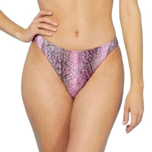 Shade & Shore Snake Print High Leg Extra Cheeky Bikini Bottom Bathing Swim XL - Picture 1 of 9